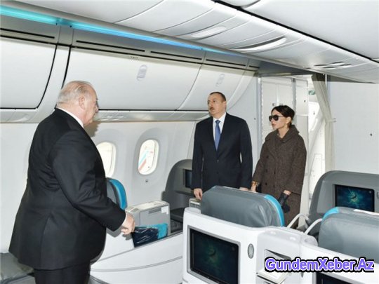 Prezident və xanımı “Boeing-787-8”-un pilot kabinəsində (FOTO)