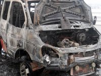 Sumqayıtda yük avtomobili yandı