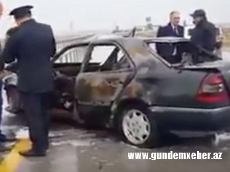 Azərbaycanda sürücü diri-diri yandı - VİDEO +18