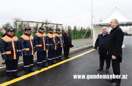 Prezident İlham Əliyev Bakıda yeni yol açılışında - FOTOLAR