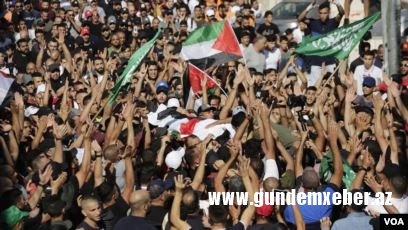 İsrail polisi tərəfindən öldürülən fələstinli dəfn edilib