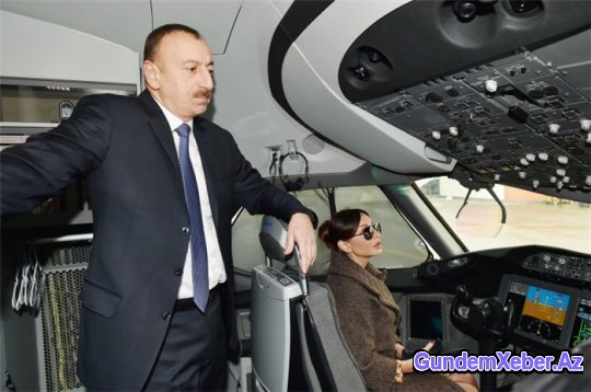 Prezident və xanımı “Boeing-787-8”-un pilot kabinəsində (FOTO)
