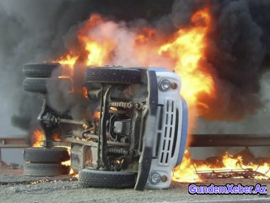 Qazaxda yük avtomobili yandı