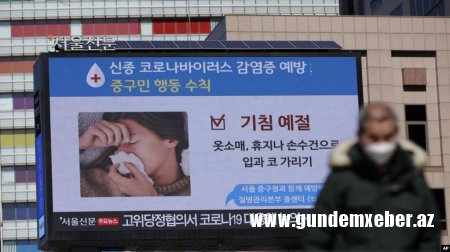 Cənubi Koreyada koronavirusa yoluxma halları ən yüksək səviyyəyə çatıb