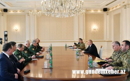 Prezident İlham Əliyev Rusiyanın müdafiə nazirini qəbul edib