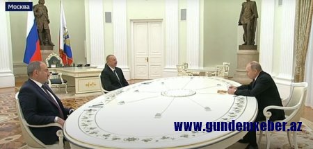İlham Əliyev, Putin və Paşinyan arasında görüş başladı - YENİLƏLİB + CANLI YAYIM