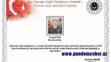 Türkiyə ordusunun kapitanı ŞƏHİD OLDU
