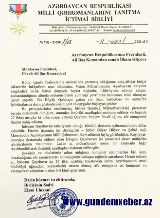  İ. Qayıbovun əvf edilməsi üçün daha bir Birlik Prezidentə müraciət etdi