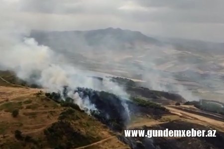 FHN: Füzulidə minalanmış ərazidə yanğının söndürülməsinə helikopter cəlb olunub -VİDEO