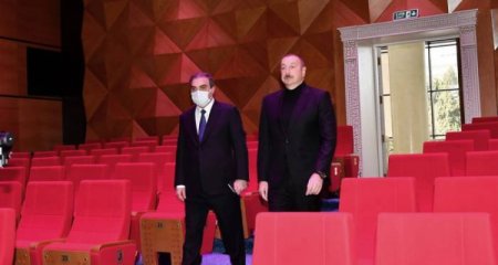 Prezident Gəncə Dövlət Dram Teatrının yeni binasının açılışında iştirak edib - Yenilənib