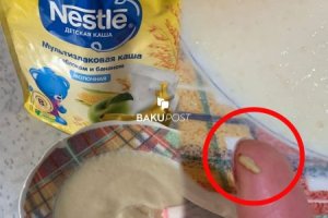 "Nestle" uşaq qidasından qurd çıxdı - VİDEO