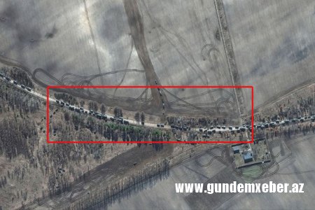 Rusiya hərbçilərinin 64 kilometrlik karvanı Kiyevə doğru hərəkət edir - FOTO