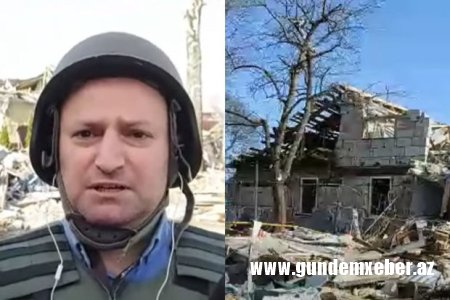 Baku TV əməkdaşı yarım tonluq aviabomba ilə dağıdılan Sumı şəhərinin mərkəzində - VİDEO
