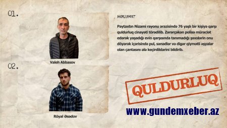 Nizami rayonunda yaşlı insanlara qarşı quldurluq və soyğunçuluq edənlər saxlanılıblar