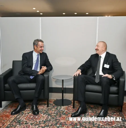 İlham Əliyev Nyu-Yorkda Yunanıstanın Baş naziri Kiriakos Mitsotakis ilə görüşüb